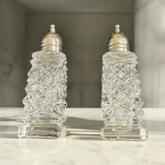 Vintage Leonard Cut Glass Salt and Pepper Shakers - Picture 3 of 7